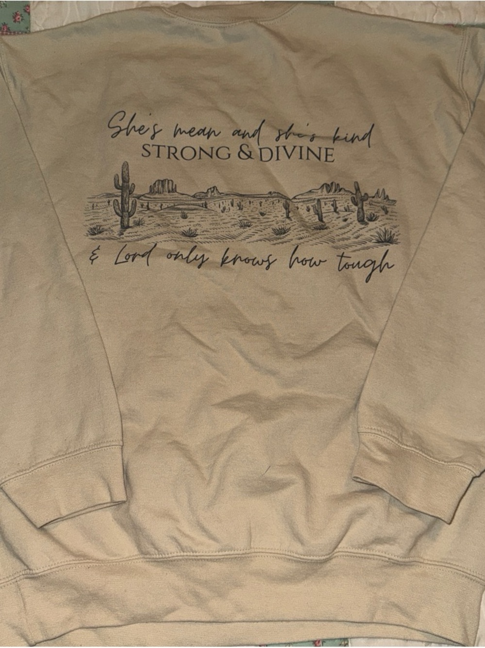 Strong & Divine Beige Graphic Sweater - Unbranded